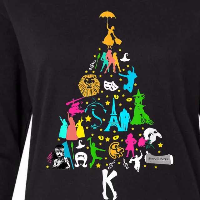 Broadway Musical Theatre Christmas Tree Funny Xmas Womens Cotton Relaxed Long Sleeve T-Shirt