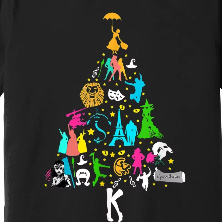 Broadway Musical Theatre Christmas Tree Funny Xmas Premium T-Shirt