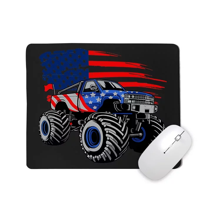 Boys Monster Truck Lover American Flag Racing USA Patriotic Mousepad