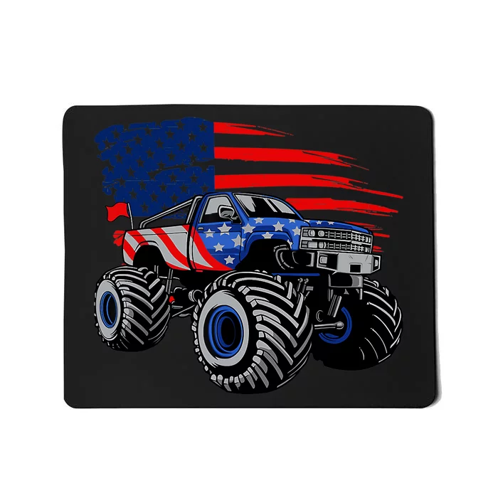 Boys Monster Truck Lover American Flag Racing USA Patriotic Mousepad