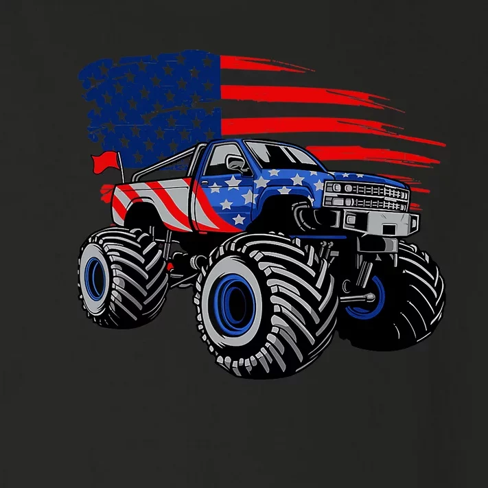 Boys Monster Truck Lover American Flag Racing USA Patriotic Toddler Long Sleeve Shirt