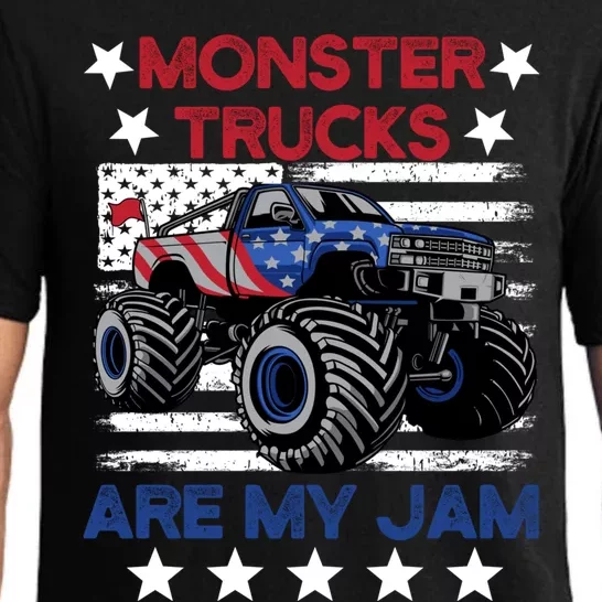 Boy Monster Truck American Flag Racing USA Patriotic Retro Pajama Set