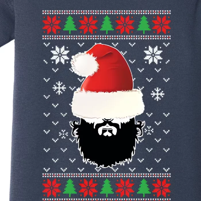 Bearded Man Ugly Christmas Baby Bodysuit