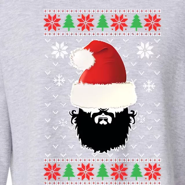 Bearded Man Ugly Christmas Cropped Pullover Crew