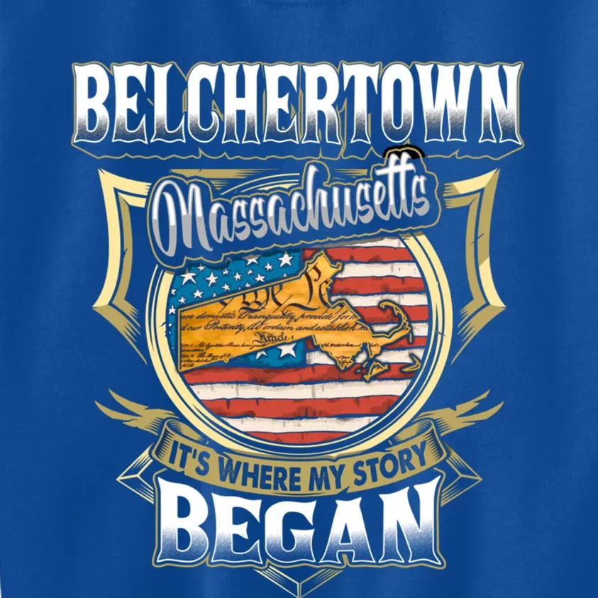 Belchertown Massachusetts Usa Flag 4th Of July Funny Gift Kids Sweatshirt