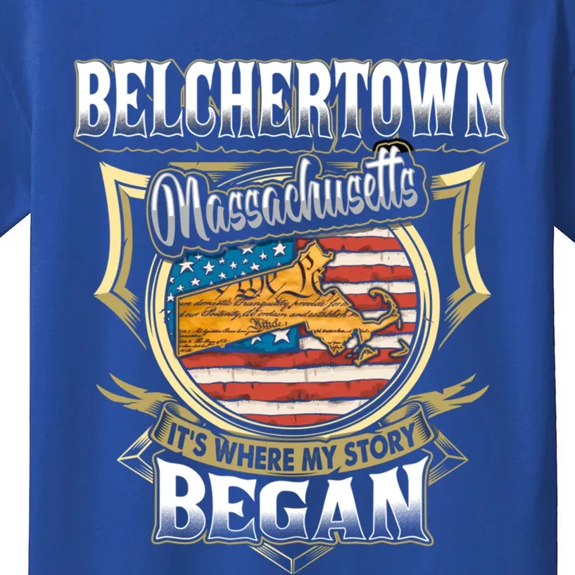 Belchertown Massachusetts Usa Flag 4th Of July Funny Gift Kids T-Shirt