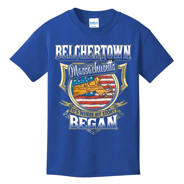 Belchertown Massachusetts Usa Flag 4th Of July Funny Gift Kids T-Shirt