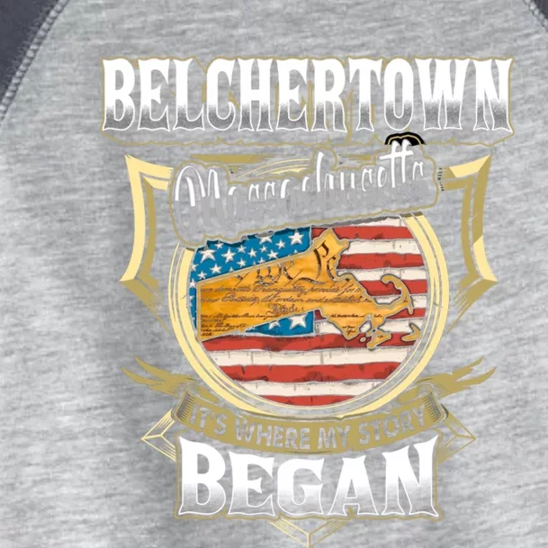 Belchertown Massachusetts Usa Flag 4th Of July Funny Gift Toddler Fine Jersey T-Shirt