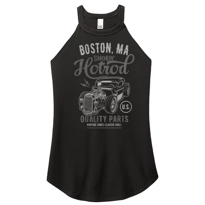 Boston Ma Usa Hotrod Vintage Style Car Design Women’s Perfect Tri Rocker Tank