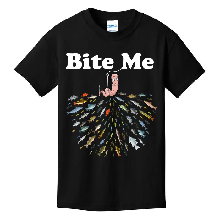 Bite Me Unique Fishing Gift For Fishing Lovers Kids T-Shirt