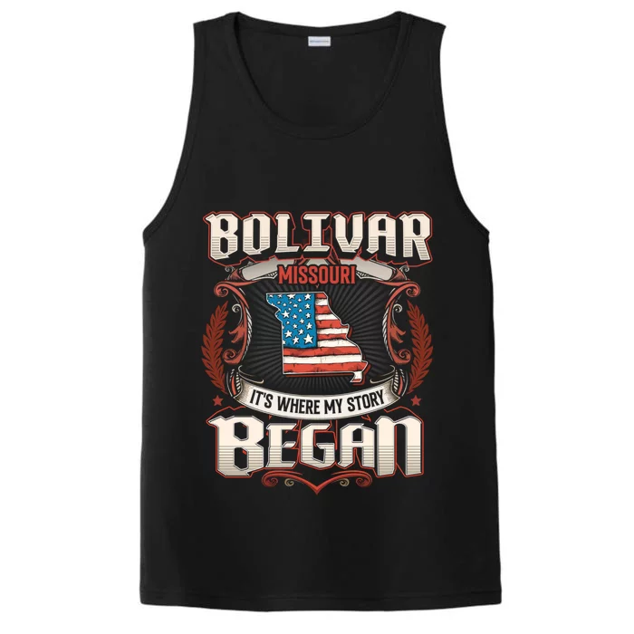 Bolivar Missouri Usa Flag 4th Of July Meaningful Gift Performance Tank