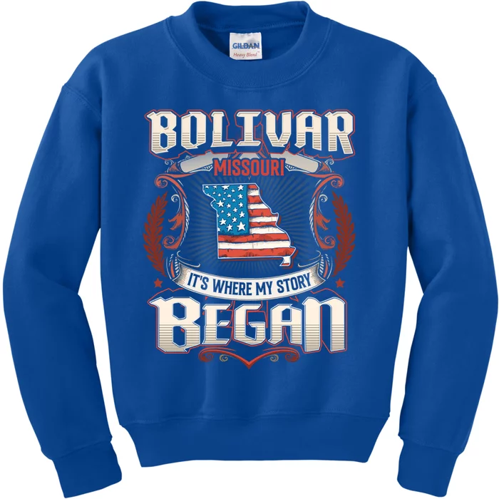 Bolivar Missouri Usa Flag 4th Of July Meaningful Gift Kids Sweatshirt