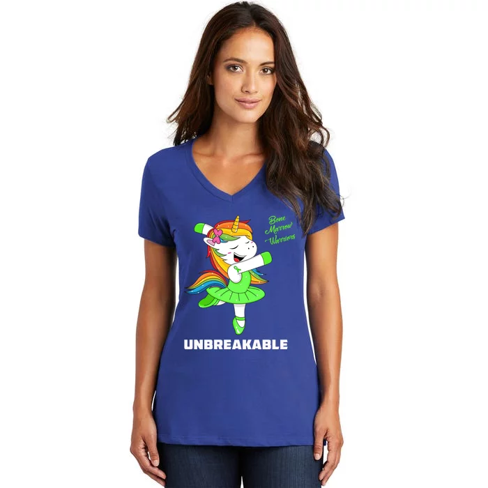 Bone Marrow Unicorn Unbreakable Bone Marrow Warrior Awarenes Gift Women's V-Neck T-Shirt