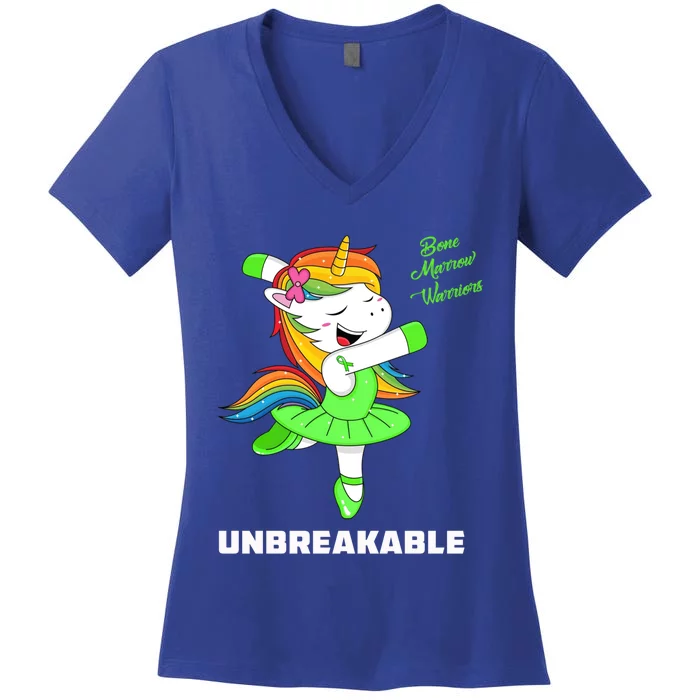 Bone Marrow Unicorn Unbreakable Bone Marrow Warrior Awarenes Gift Women's V-Neck T-Shirt