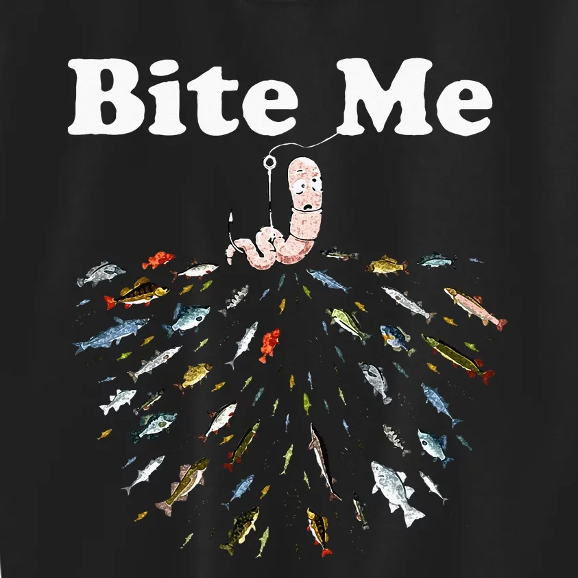 Bite Me Unique Fishing Gift For Fishing Lovers Kids Sweatshirt