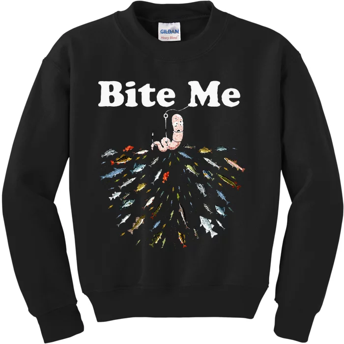 Bite Me Unique Fishing Gift For Fishing Lovers Kids Sweatshirt