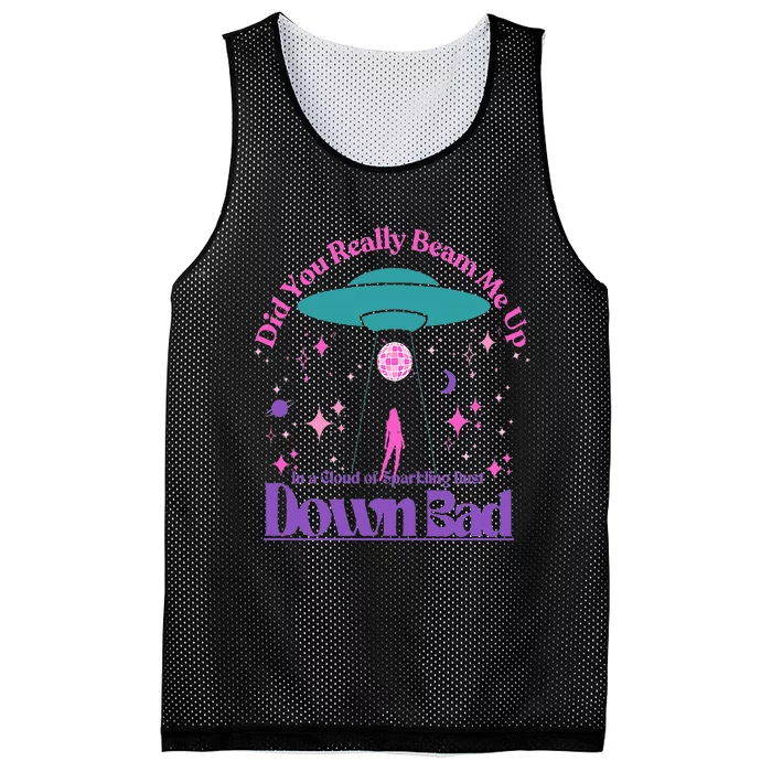 Beam Me Up Alien Ufo Down Bad Cosmic Space Mesh Reversible Basketball Jersey Tank