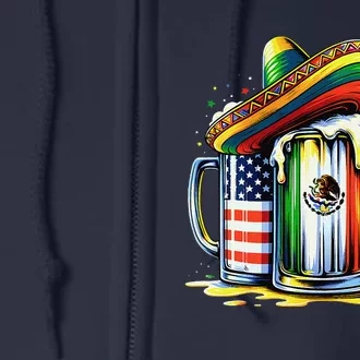 Beer Mexican Usa Flag Cinco De Mayo Drinking Party Full Zip Hoodie