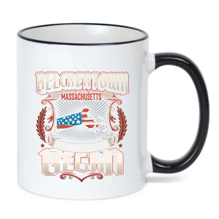 Belchertown Massachusetts Usa Flag 4th Of July Great Gift Black Color Changing Mug