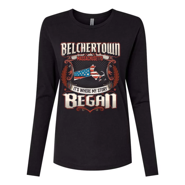 Belchertown Massachusetts Usa Flag 4th Of July Great Gift Womens Cotton Relaxed Long Sleeve T-Shirt