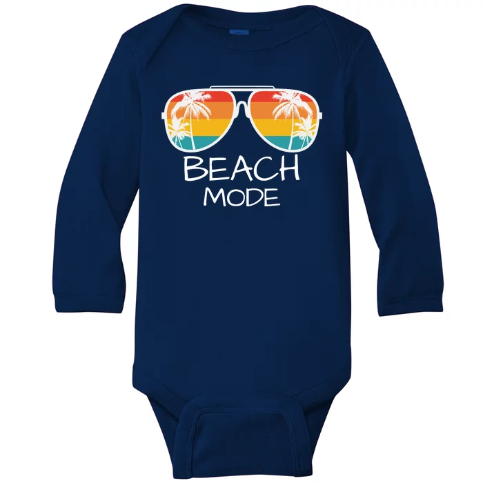 Beach Mode Vacy Mode Beach Life Vintage Sunset Beach Trip Baby Long Sleeve Bodysuit