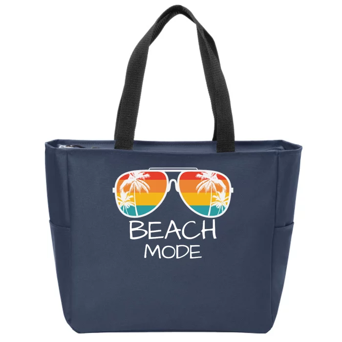 Beach Mode Vacy Mode Beach Life Vintage Sunset Beach Trip Zip Tote Bag