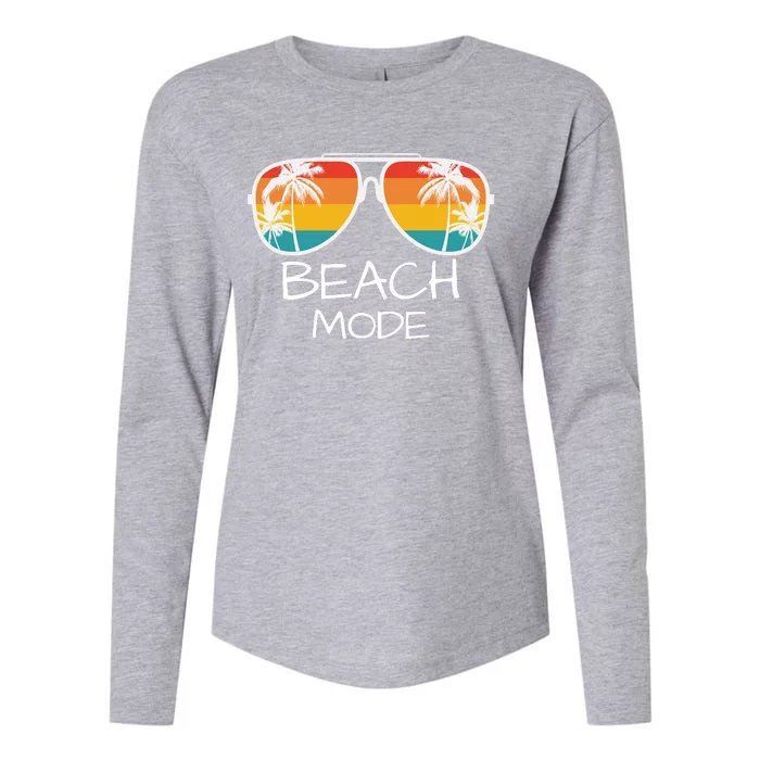 Beach Mode Vacy Mode Beach Life Vintage Sunset Beach Trip Womens Cotton Relaxed Long Sleeve T-Shirt