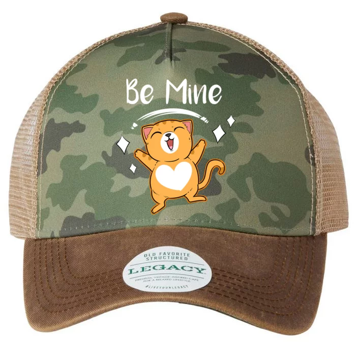 Be Mine Valetine Cat Valentines Day Sweetheart Kitty Paw Gift Legacy Tie Dye Trucker Hat