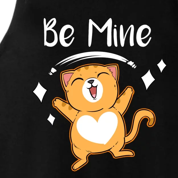 Be Mine Valetine Cat Valentines Day Sweetheart Kitty Paw Gift Ladies Tri-Blend Wicking Tank