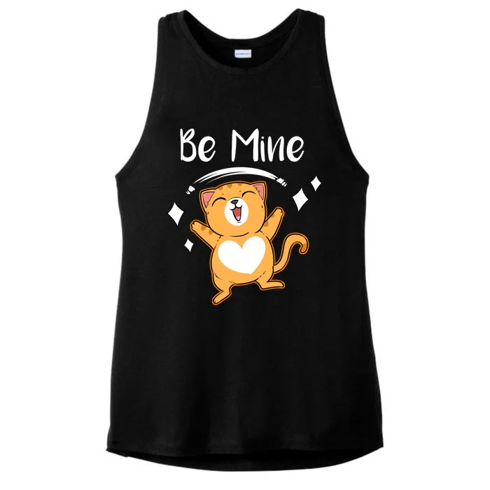 Be Mine Valetine Cat Valentines Day Sweetheart Kitty Paw Gift Ladies Tri-Blend Wicking Tank