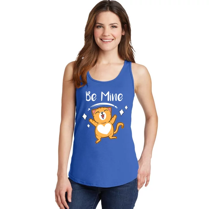 Be Mine Valetine Cat Valentines Day Sweetheart Kitty Paw Gift Ladies Essential Tank