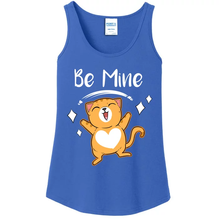 Be Mine Valetine Cat Valentines Day Sweetheart Kitty Paw Gift Ladies Essential Tank