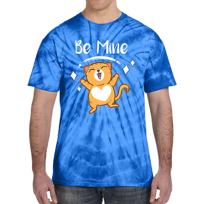 Be Mine Valetine Cat Valentines Day Sweetheart Kitty Paw Gift Tie-Dye T-Shirt