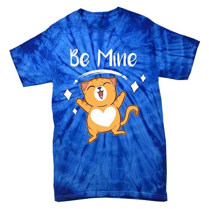 Be Mine Valetine Cat Valentines Day Sweetheart Kitty Paw Gift Tie-Dye T-Shirt