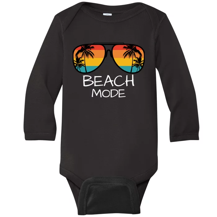 Beach Mode Vacy Mode Beach Life Vintage Sunset Beach Trip Baby Long Sleeve Bodysuit