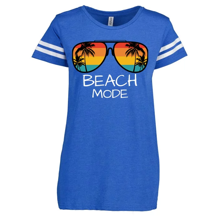 Beach Mode Vacy Mode Beach Life Vintage Sunset Beach Trip Enza Ladies Jersey Football T-Shirt