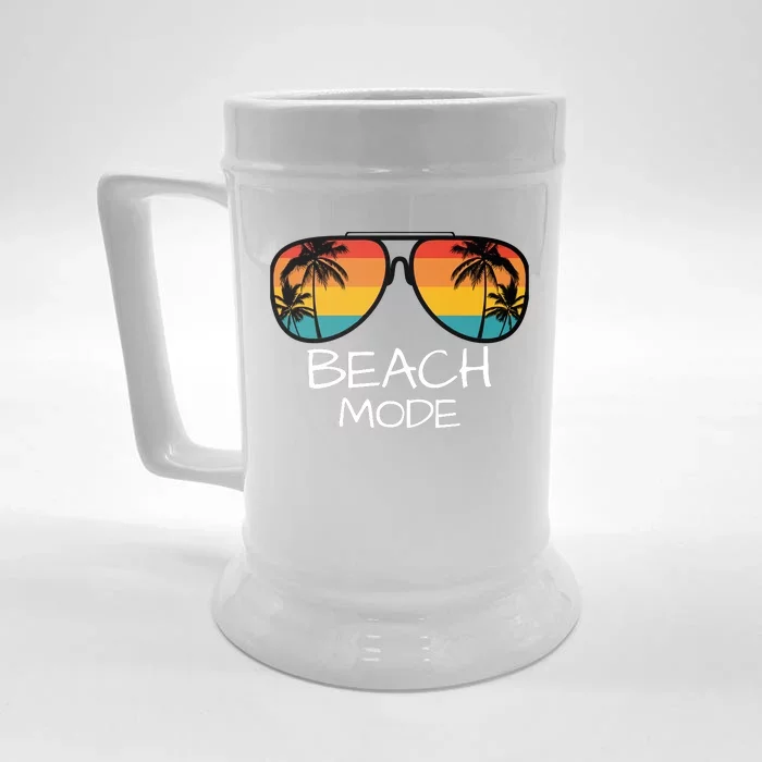 Beach Mode Vacy Mode Beach Life Vintage Sunset Beach Trip Front & Back Beer Stein