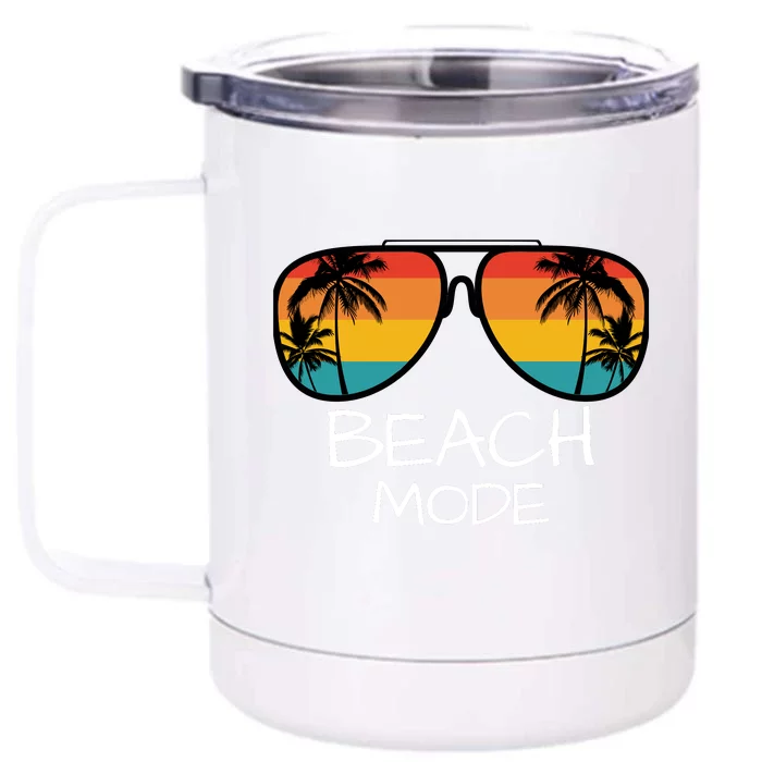 Beach Mode Vacy Mode Beach Life Vintage Sunset Beach Trip Front & Back 12oz Stainless Steel Tumbler Cup