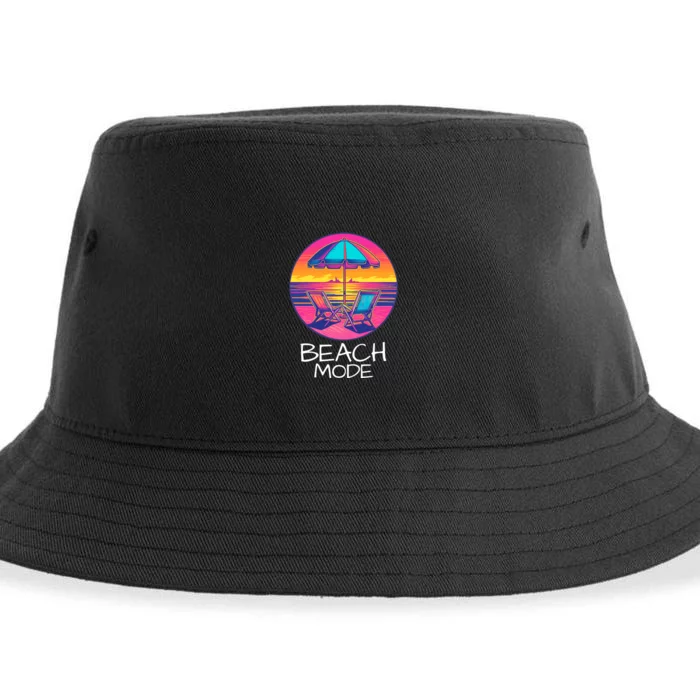 Beach Mode Vacy Mode Beach Life Vacation Mode Vintage Sunset Beach Trip Sustainable Bucket Hat