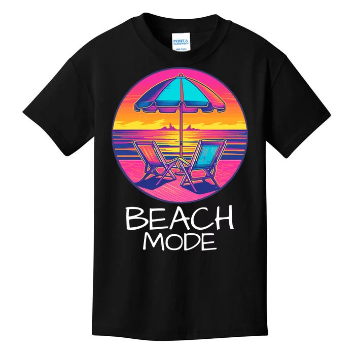 Beach Mode Vacy Mode Beach Life Vacation Mode Vintage Sunset Beach Trip Kids T-Shirt