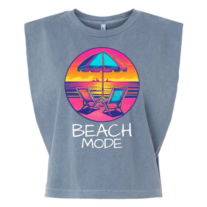 Beach Mode Vacy Mode Beach Life Vacation Mode Vintage Sunset Beach Trip Garment-Dyed Women's Muscle Tee