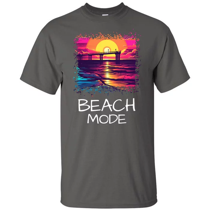 Beach Mode Vacy Mode Beach Life Vacation Mode Vintage Sunset Beach Trip Tall T-Shirt