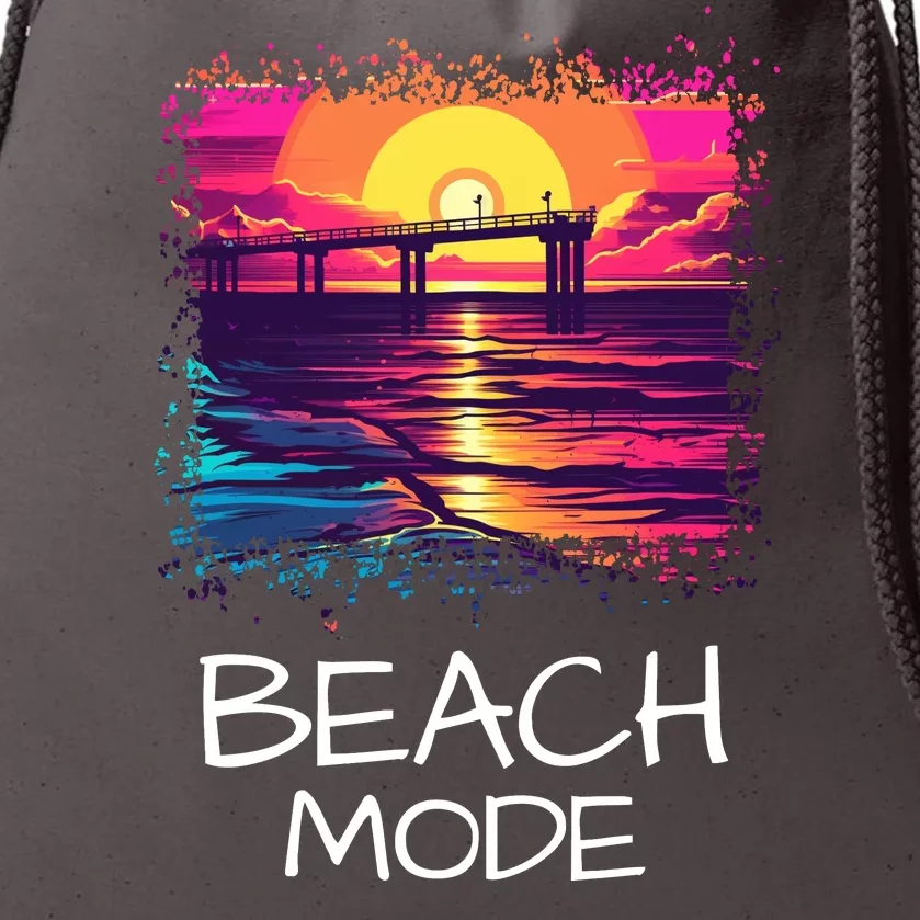 Beach Mode Vacy Mode Beach Life Vacation Mode Vintage Sunset Beach Trip Drawstring Bag