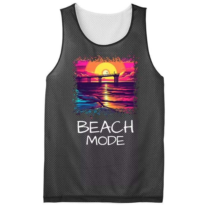 Beach Mode Vacy Mode Beach Life Vacation Mode Vintage Sunset Beach Trip Mesh Reversible Basketball Jersey Tank