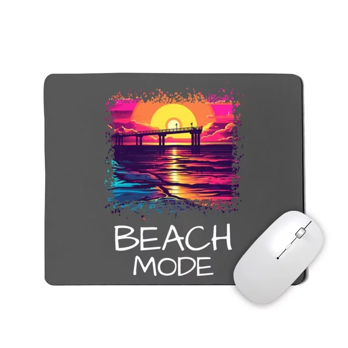 Beach Mode Vacy Mode Beach Life Vacation Mode Vintage Sunset Beach Trip Mousepad