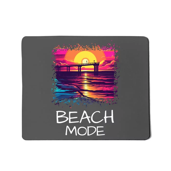 Beach Mode Vacy Mode Beach Life Vacation Mode Vintage Sunset Beach Trip Mousepad