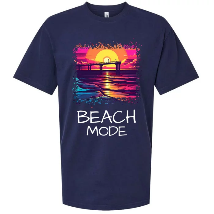 Beach Mode Vacy Mode Beach Life Vacation Mode Vintage Sunset Beach Trip Sueded Cloud Jersey T-Shirt