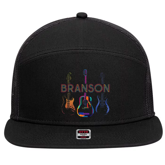 Branson Missouri Vacation Music Guitar Souvenir 7 Panel Mesh Trucker Snapback Hat