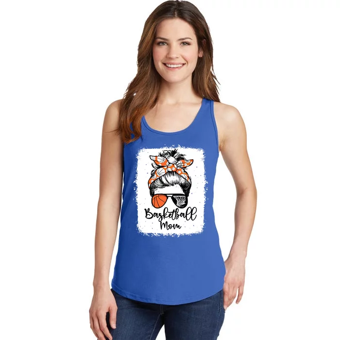 Basketball Mom Vintage Leopard Messy Bun Bleached Great Gift Ladies Essential Tank