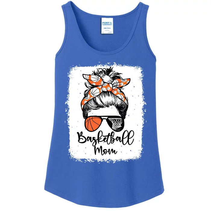 Basketball Mom Vintage Leopard Messy Bun Bleached Great Gift Ladies Essential Tank